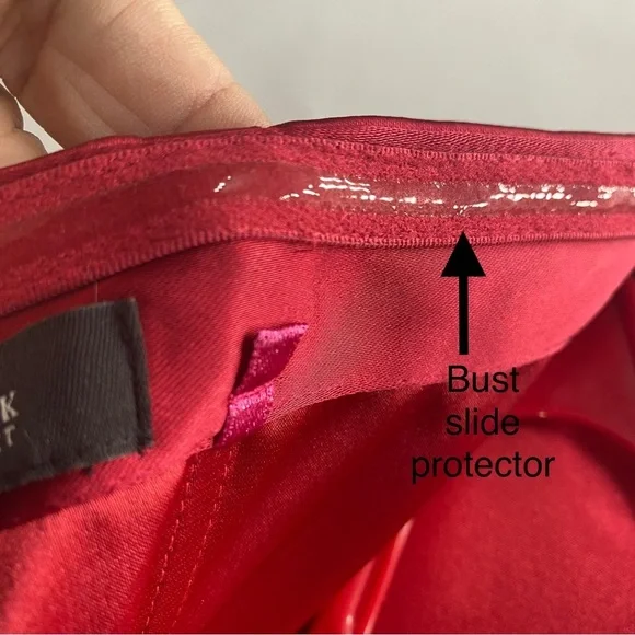 Strapless Red Party Prom Dress Sz 6 Black Sash Short Sexy Pleated Bodice 7” Slit - Picture 7 of 11